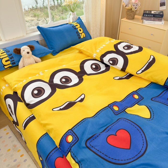 91家纺网 家纺一手货源 找家纺 乐居坊 2025新款开学季亲肤棉透气印花芦荟棉四件套（大床） 大眼萌