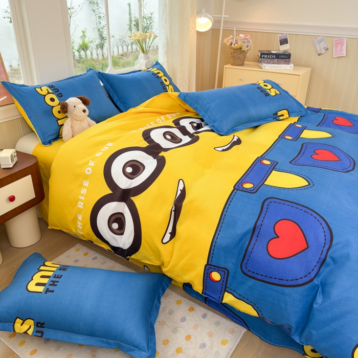 91家纺网 家纺一手货源 找家纺 乐居坊 2025新款开学季亲肤棉透气印花芦荟棉四件套（大床） 大眼萌