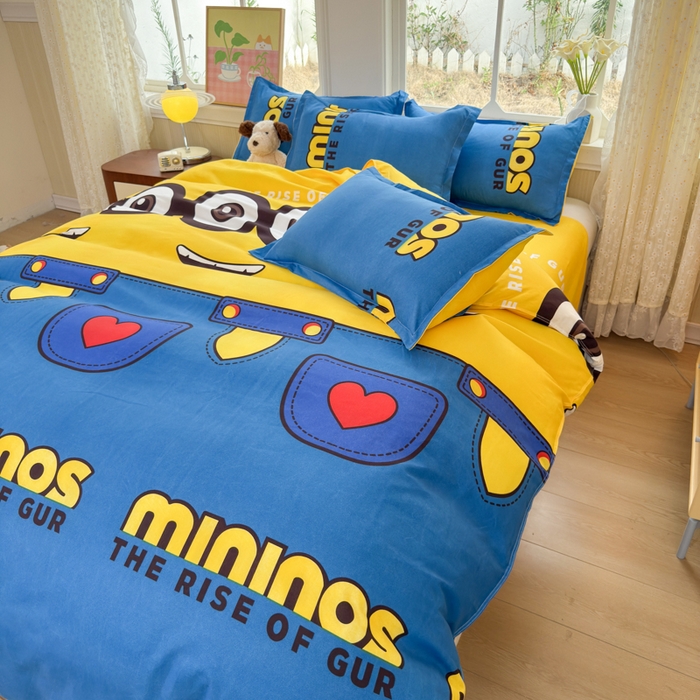 91家纺网 家纺一手货源 找家纺 乐居坊 2025新款开学季亲肤棉透气印花芦荟棉四件套（大床） 大眼萌