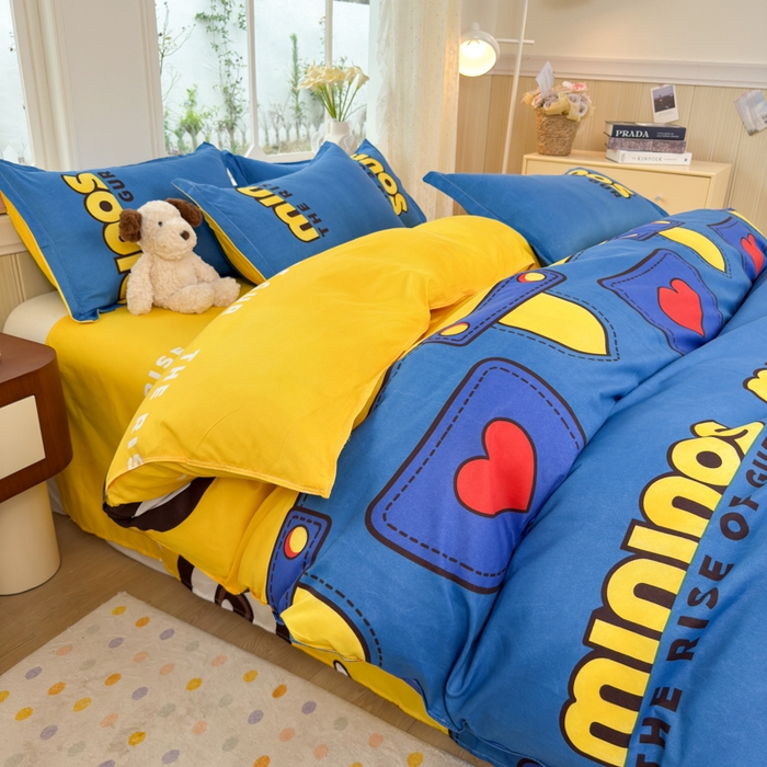 乐居坊 2025新款开学季亲肤棉透气印花芦荟棉四件套（大床） 大眼萌