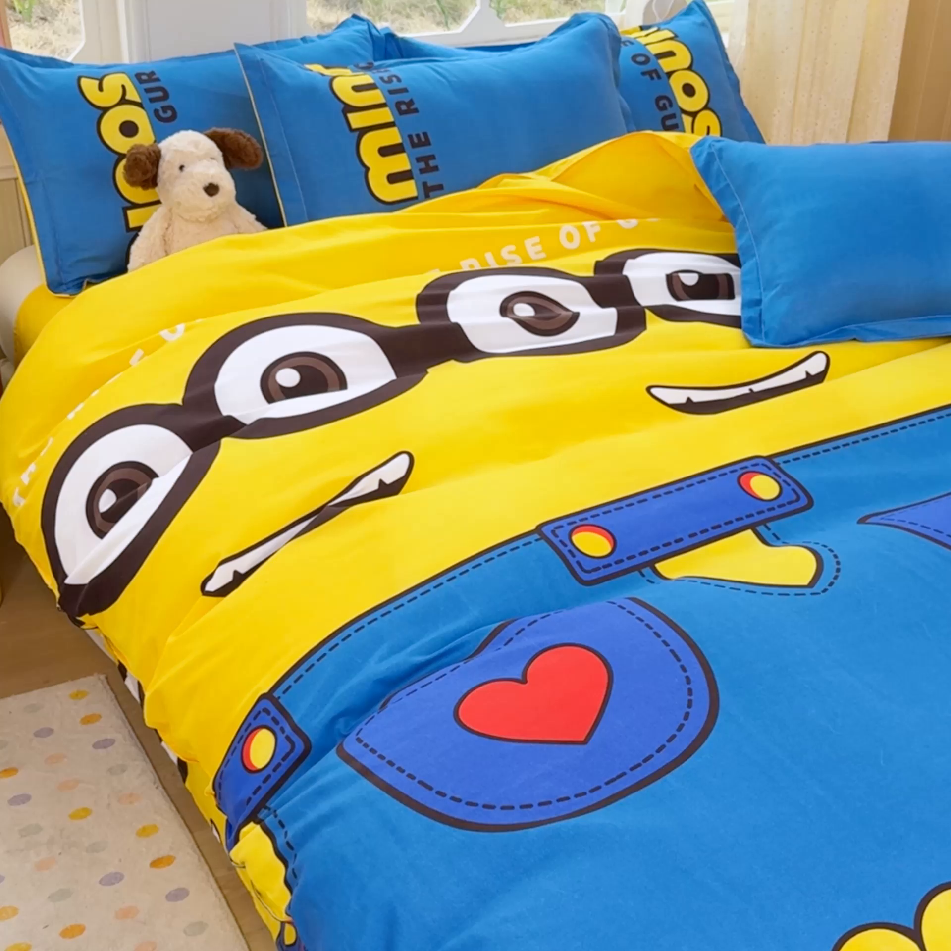 91家纺网 家纺一手货源 找家纺 乐居坊 2025新款开学季亲肤棉透气印花芦荟棉四件套（大床） 大眼萌