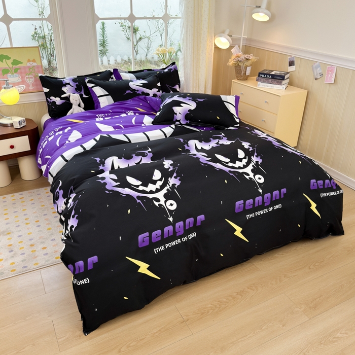 91家纺网 家纺一手货源 找家纺 乐居坊 2025新款开学季亲肤棉透气印花芦荟棉四件套（大床） 恶魔之眼