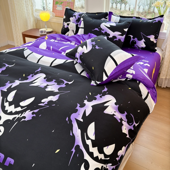 91家纺网 家纺一手货源 找家纺 乐居坊 2025新款开学季亲肤棉透气印花芦荟棉四件套（大床） 恶魔之眼