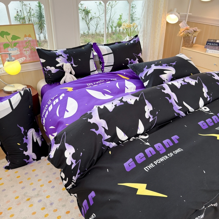 91家纺网 家纺一手货源 找家纺 乐居坊 2025新款开学季亲肤棉透气印花芦荟棉四件套（大床） 恶魔之眼