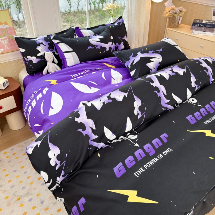 91家纺网 家纺一手货源 找家纺 乐居坊 2025新款开学季亲肤棉透气印花芦荟棉四件套（大床） 恶魔之眼