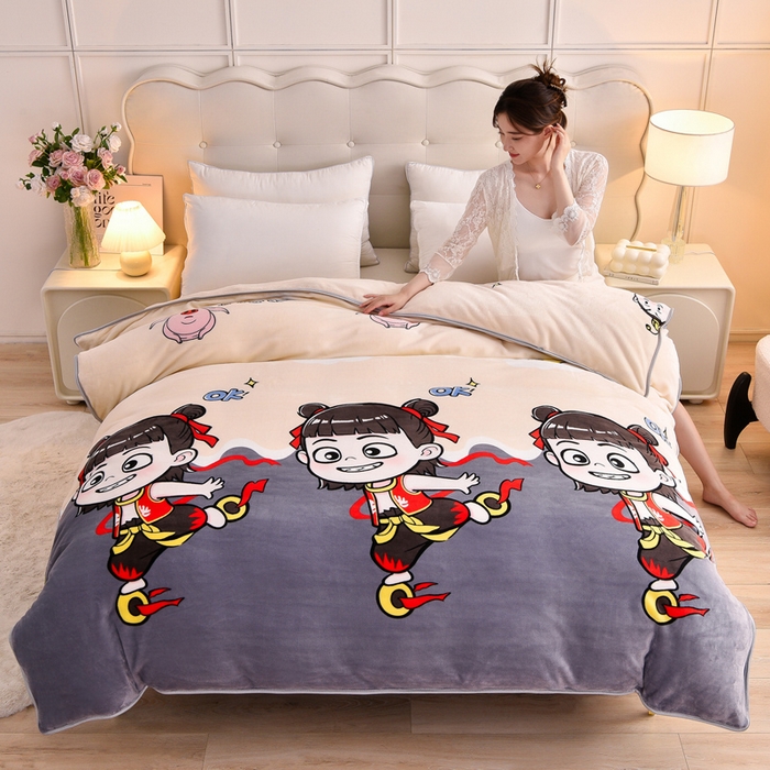 91家纺网 家纺一手货源 找家纺 （总）绒宴2025新230克特厚款印花牛奶绒被套法莱绒金貂被套单件