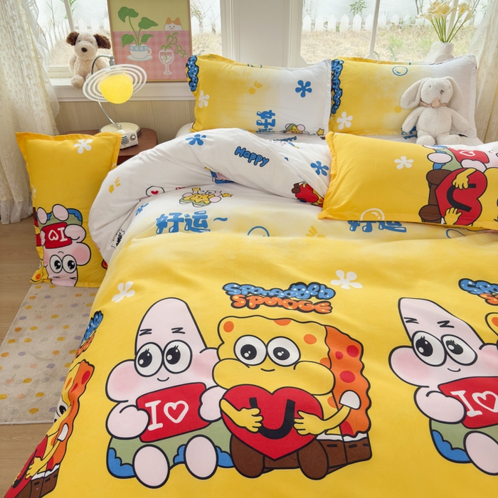 91家纺网 家纺一手货源 找家纺 乐居坊 2025新款开学季亲肤棉透气印花芦荟棉四件套（大床） 好伙伴