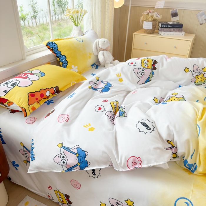 91家纺网 家纺一手货源 找家纺 乐居坊 2025新款开学季亲肤棉透气印花芦荟棉四件套（大床） 好伙伴