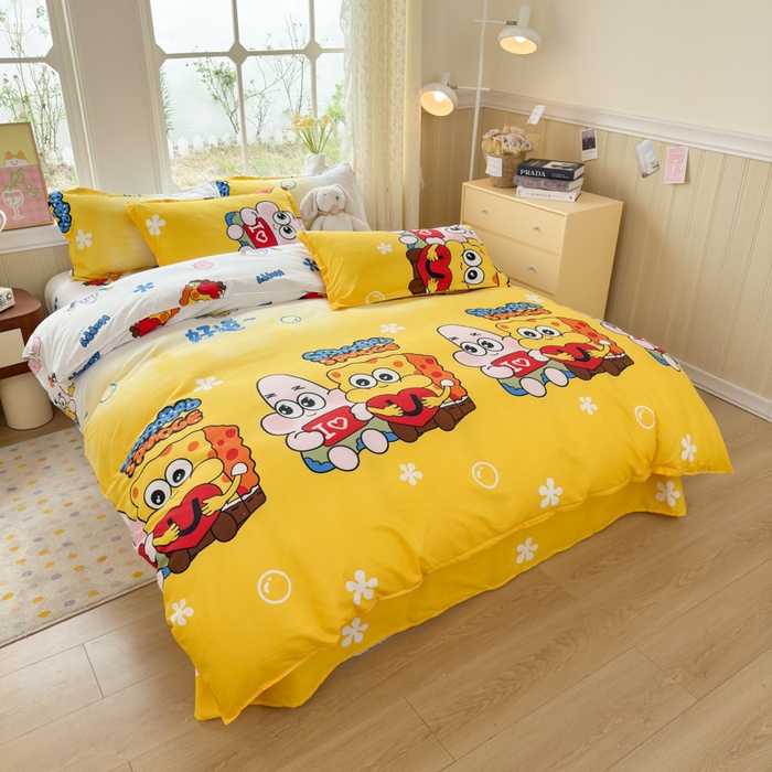 91家纺网 家纺一手货源 找家纺 乐居坊 2025新款开学季亲肤棉透气印花芦荟棉四件套（大床） 好伙伴