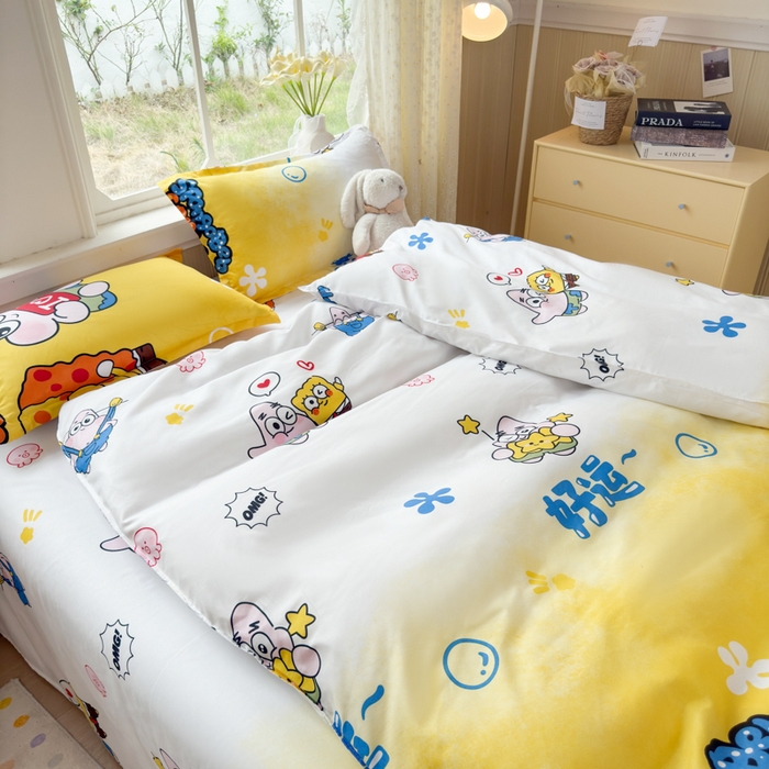 91家纺网 家纺一手货源 找家纺 乐居坊 2025新款开学季亲肤棉透气印花芦荟棉四件套（大床） 好伙伴