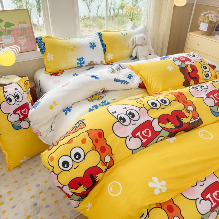 91家纺网 家纺一手货源 找家纺 乐居坊 2025新款开学季亲肤棉透气印花芦荟棉四件套（大床） 好伙伴