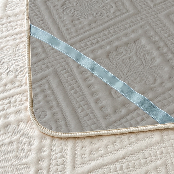 91家纺网 家纺一手货源 找家纺 莱家富 2025新款A类柔感彩绒棉夹棉床垫三件套单床垫-菱影蔓花系列 菱影蔓花-沙砾米床垫