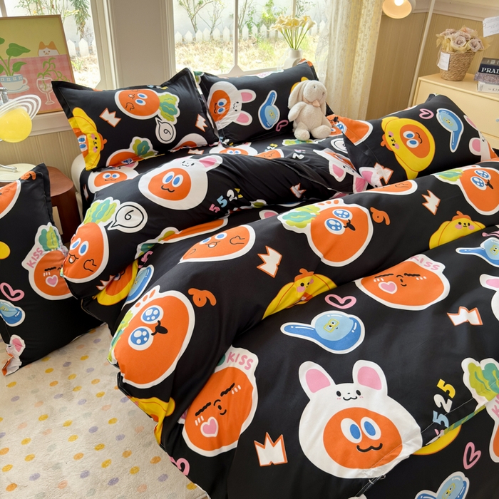 91家纺网 家纺一手货源 找家纺 乐居坊 2025新款开学季亲肤棉透气印花芦荟棉四件套（大床） 胡萝卜兵