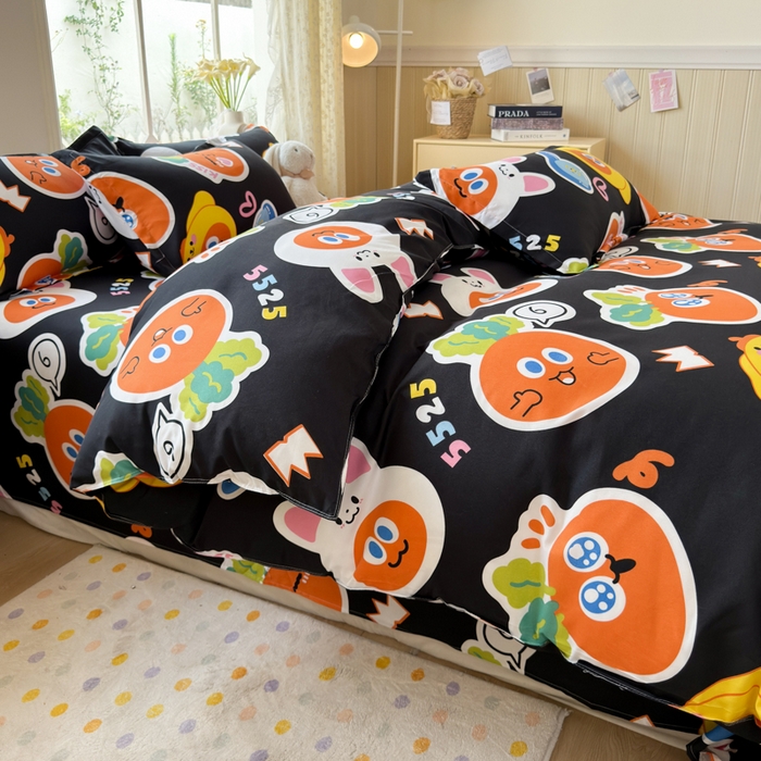 91家纺网 家纺一手货源 找家纺 乐居坊 2025新款开学季亲肤棉透气印花芦荟棉四件套（大床） 胡萝卜兵