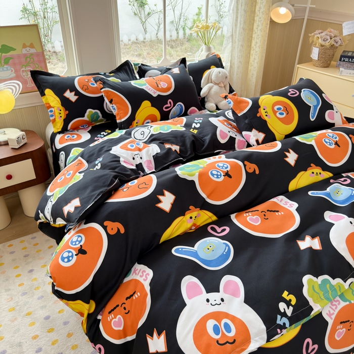 91家纺网 家纺一手货源 找家纺 乐居坊 2025新款开学季亲肤棉透气印花芦荟棉四件套（大床） 胡萝卜兵