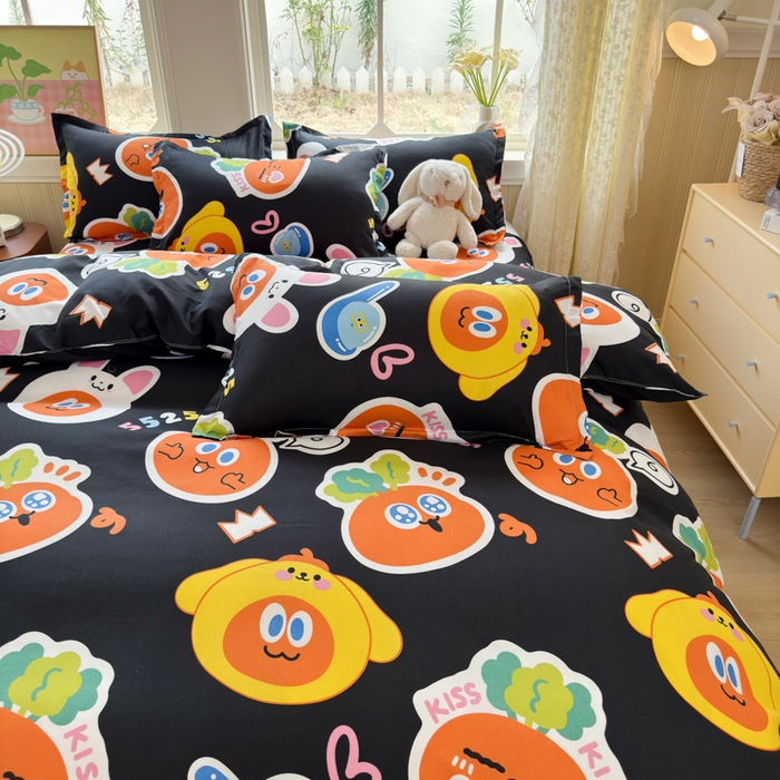 91家纺网 家纺一手货源 找家纺 乐居坊 2025新款开学季亲肤棉透气印花芦荟棉四件套（大床） 胡萝卜兵