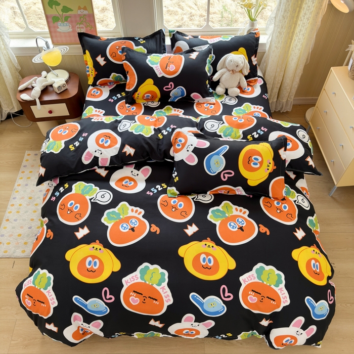 91家纺网 家纺一手货源 找家纺 乐居坊 2025新款开学季亲肤棉透气印花芦荟棉四件套（大床） 胡萝卜兵