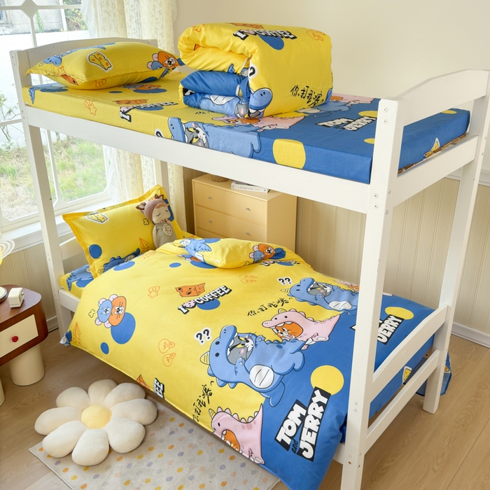 91家纺网 家纺一手货源 找家纺 乐居坊 2025新款开学季亲肤棉透气印花芦荟棉四件套（宿舍床） 你打我噻