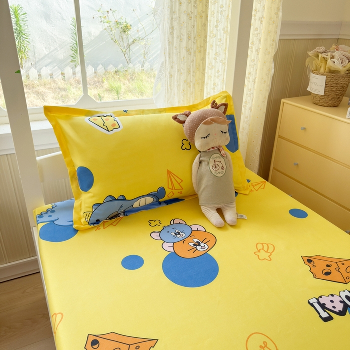 91家纺网 家纺一手货源 找家纺 乐居坊 2025新款开学季亲肤棉透气印花芦荟棉四件套（宿舍床） 你打我噻