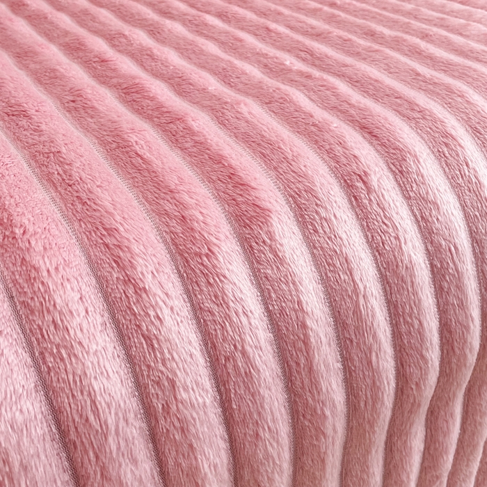 91家纺网 家纺一手货源 找家纺 安琪家纺 2025新款280克直播爆品兔毛绒高克重多功能抽条毛毯盖毯午睡毯跨境外贸 粉色