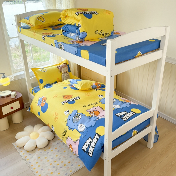 91家纺网 家纺一手货源 找家纺 乐居坊 2025新款开学季亲肤棉透气印花芦荟棉四件套（宿舍床） 你打我噻