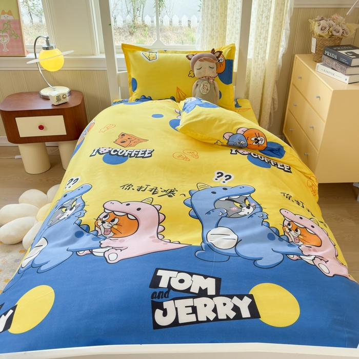 91家纺网 家纺一手货源 找家纺 乐居坊 2025新款开学季亲肤棉透气印花芦荟棉四件套（宿舍床） 你打我噻