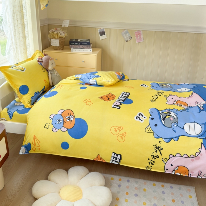 91家纺网 家纺一手货源 找家纺 乐居坊 2025新款开学季亲肤棉透气印花芦荟棉四件套（宿舍床） 你打我噻