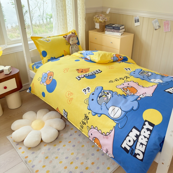 91家纺网 家纺一手货源 找家纺 乐居坊 2025新款开学季亲肤棉透气印花芦荟棉四件套（宿舍床） 你打我噻