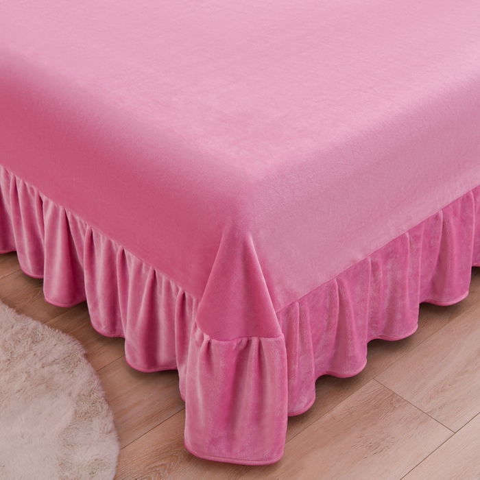 91家纺网 家纺一手货源 找家纺 绒宴 2025新款8.5斤牛奶绒金貂法莱绒床裙款保暖四件套 暗香