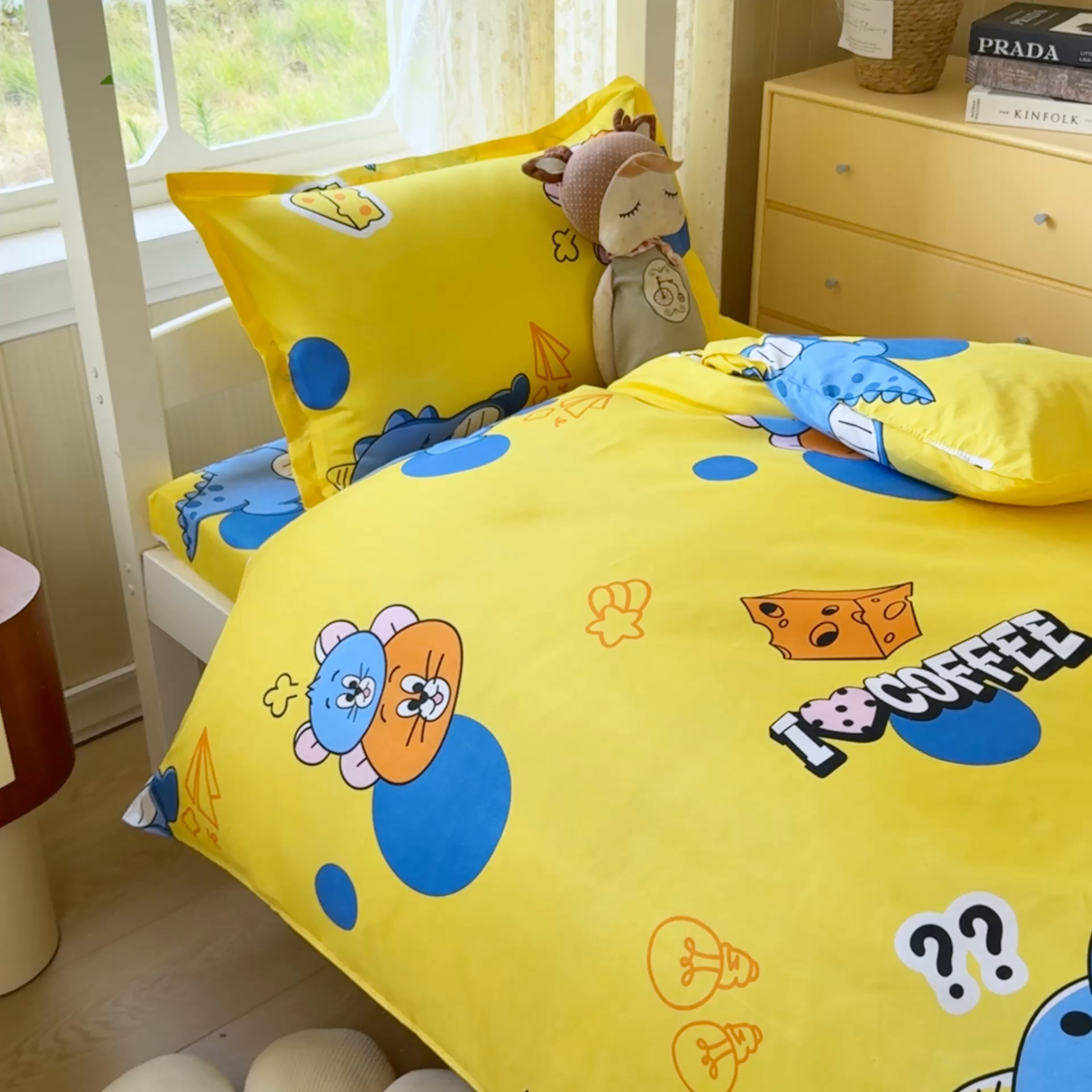 91家纺网 家纺一手货源 找家纺 乐居坊 2025新款开学季亲肤棉透气印花芦荟棉四件套（宿舍床） 你打我噻