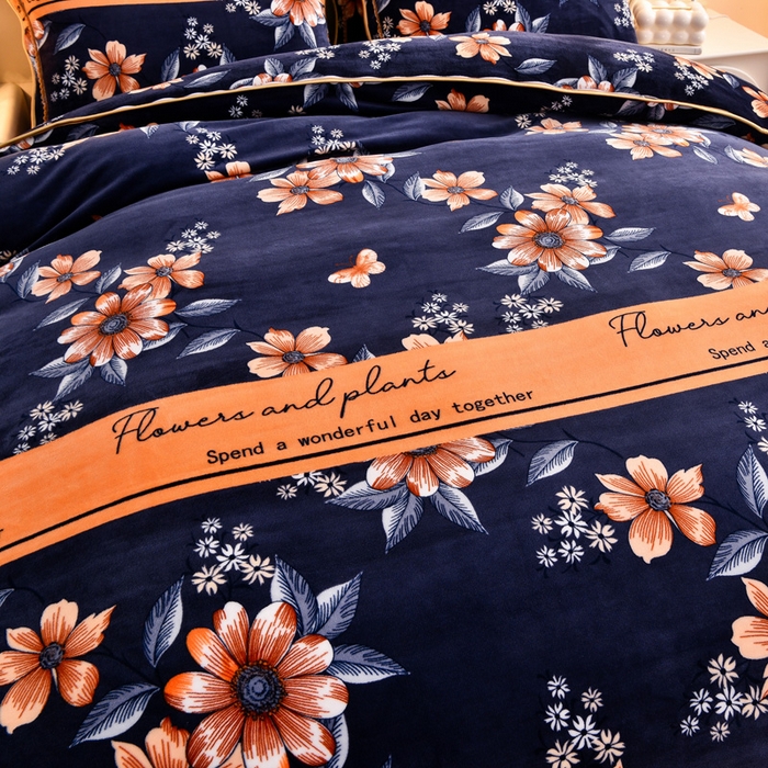 91家纺网 家纺一手货源 找家纺 绒宴 2025新款8.5斤牛奶绒金貂法莱绒床裙款保暖四件套 花海