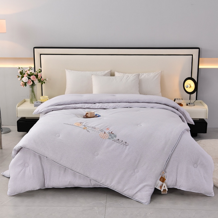 91家纺网 家纺一手货源 找家纺 小牛席业 2025新款南瓜被-二合一子母被系列 南瓜-拉链二合一子母被（灰色）