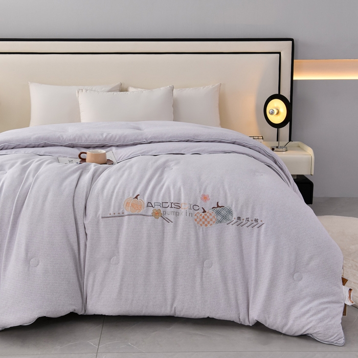 91家纺网 家纺一手货源 找家纺 小牛席业 2025新款南瓜被-二合一子母被系列 南瓜-拉链二合一子母被（灰色）