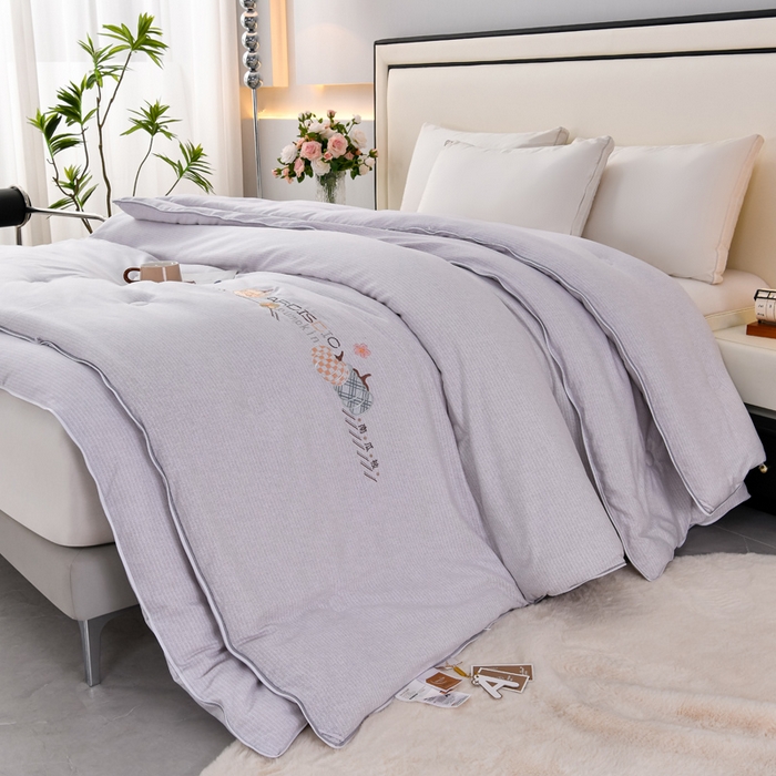 91家纺网 家纺一手货源 找家纺 小牛席业 2025新款南瓜被-二合一子母被系列 南瓜-拉链二合一子母被（灰色）