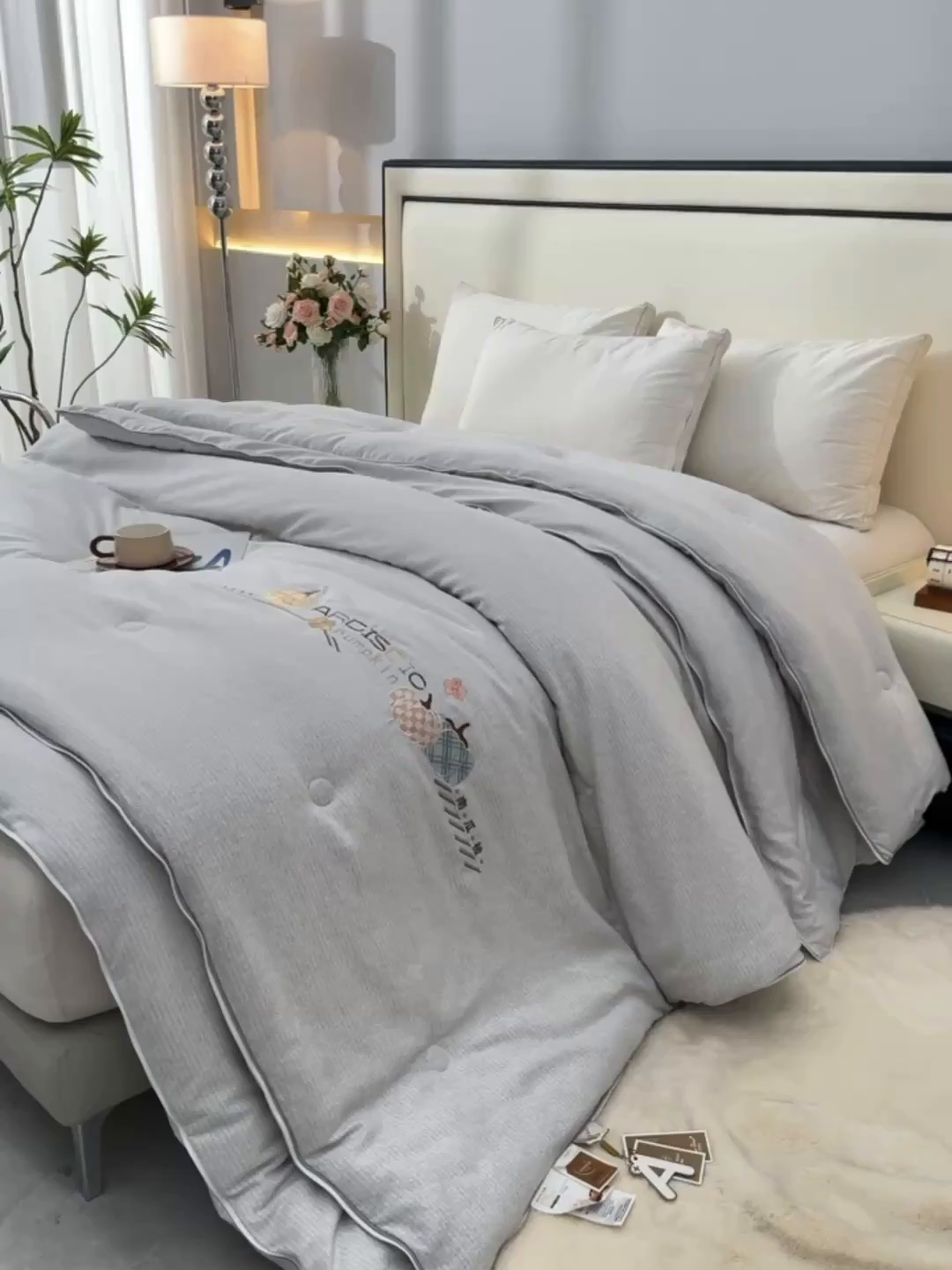 91家纺网 家纺一手货源 找家纺 小牛席业 2025新款南瓜被-二合一子母被系列 南瓜-拉链二合一子母被（灰色）