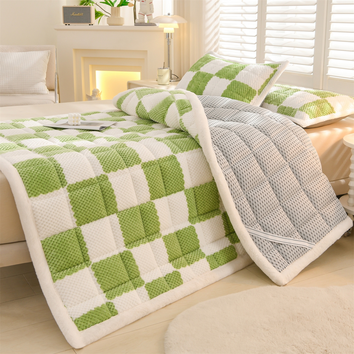 云木里 2025新款豆豆绒床垫床褥床护垫 抹茶绿