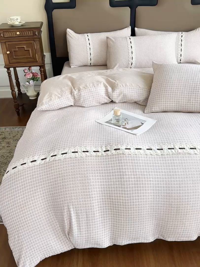 91家纺网 家纺一手货源 找家纺 （总）可思家纺2025新款云感木棉皱皱纱四件套