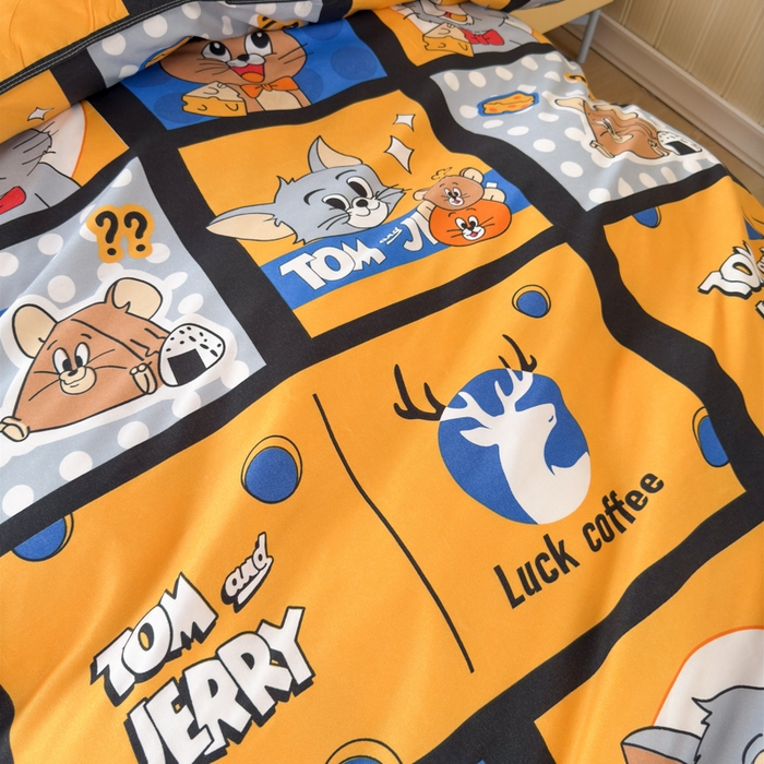 91家纺网 家纺一手货源 找家纺 乐居坊 2025新款开学季亲肤棉透气印花芦荟棉四件套（宿舍床） 汤姆与杰瑞