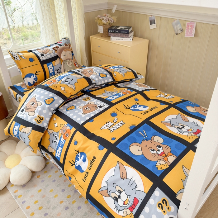 乐居坊 2025新款开学季亲肤棉透气印花芦荟棉四件套（宿舍床） 汤姆与杰瑞