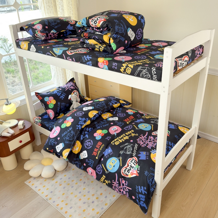 91家纺网 家纺一手货源 找家纺 乐居坊 2025新款开学季亲肤棉透气印花芦荟棉四件套（宿舍床） 五迷老师