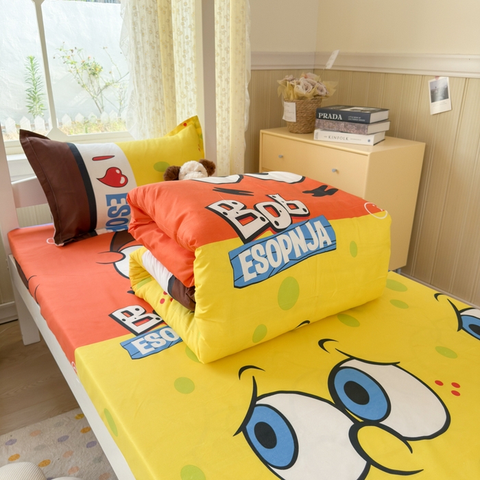 91家纺网 家纺一手货源 找家纺 乐居坊 2025新款开学季亲肤棉透气印花芦荟棉四件套（宿舍床） 小顽童