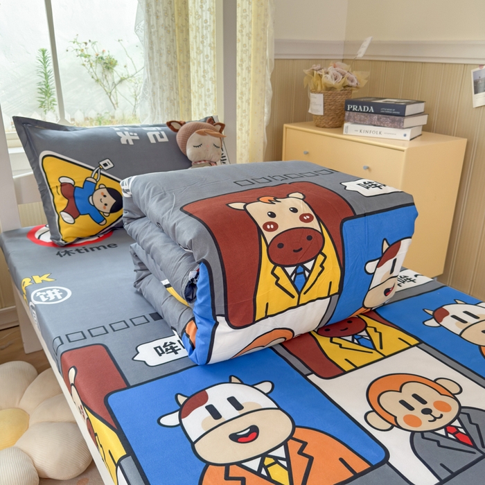 91家纺网 家纺一手货源 找家纺 乐居坊 2025新款开学季亲肤棉透气印花芦荟棉四件套（宿舍床） 专业牛马