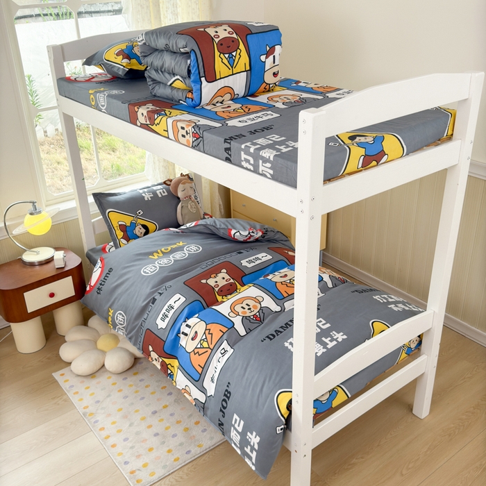 91家纺网 家纺一手货源 找家纺 乐居坊 2025新款开学季亲肤棉透气印花芦荟棉四件套（宿舍床） 专业牛马