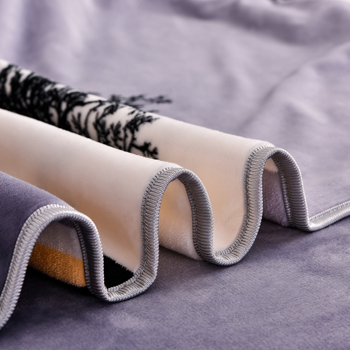 91家纺网 家纺一手货源 找家纺 绒宴 2025新款8.5斤牛奶绒金貂法莱绒床裙款保暖四件套 林中有鹿