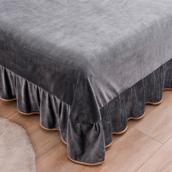 91家纺网 家纺一手货源 找家纺 绒宴 2025新款8.5斤牛奶绒金貂法莱绒床裙款保暖四件套 流金岁月