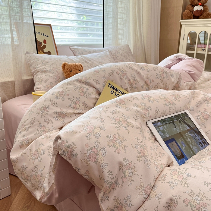 91家纺网 家纺一手货源 找家纺  金梦拉2025新款A类提花人字纹小布袋款四件套柔光浅语