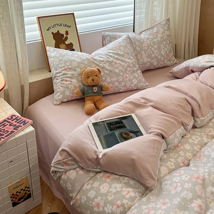 91家纺网 家纺一手货源 找家纺  金梦拉2025新款A类提花人字纹小布袋款四件套水木年华