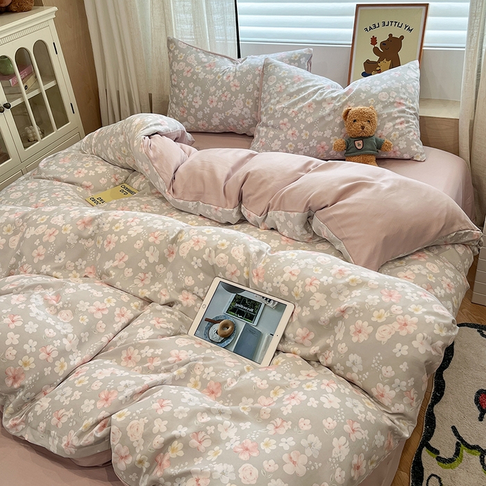 91家纺网 家纺一手货源 找家纺  金梦拉2025新款A类提花人字纹小布袋款四件套水木年华