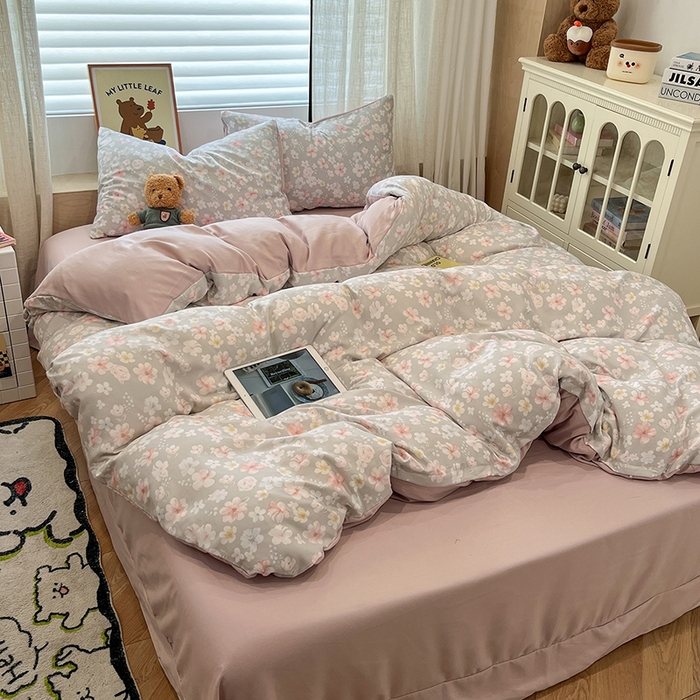 91家纺网 家纺一手货源 找家纺  金梦拉2025新款A类提花人字纹小布袋款四件套水木年华