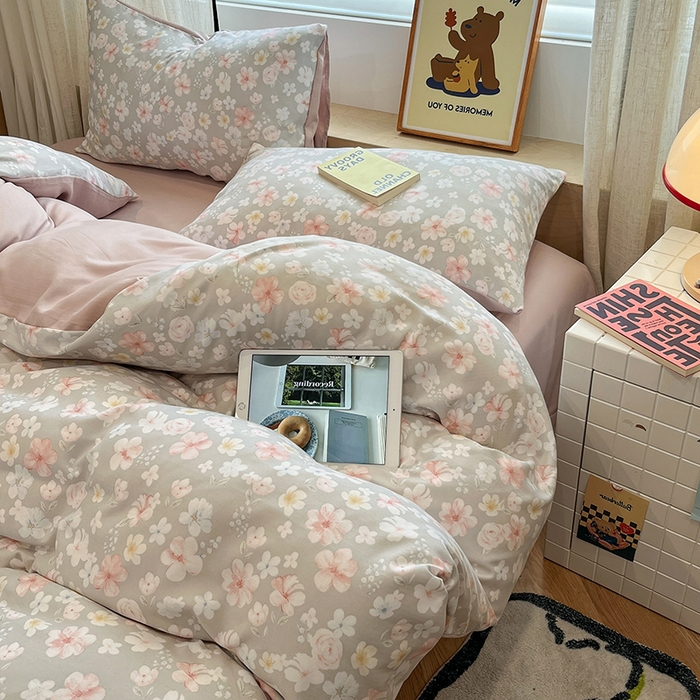 91家纺网 家纺一手货源 找家纺  金梦拉2025新款A类提花人字纹小布袋款四件套水木年华